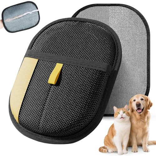 Twinsun 2PCS Katzenhaarentferner Handschuh,Haarentfernungshandschuh für Haustiere,Fell Magnet Handschuh, Handschuh Tierhaarentfernung für Hunde & Katzen,Fellpflege im Alltag (Schwarz)