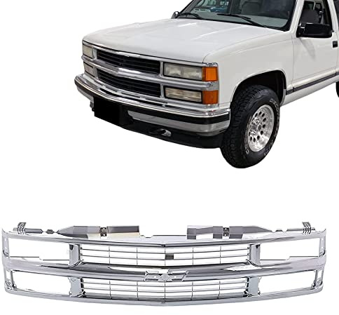 Titanium Plus Autoparts Compatible With CHEVROLET Chevy Blazer 94-00 Chevy C/K 1500 2500 3500 Suburban/Tahoe/Blazer Front Grille Grill Chrome GM1200463