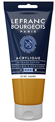 Lefranc Bourgeois 300473 Fine Acrylfarbe - Gelber Ocker, 80ml Tube, cremige Acrylfarbe auf Wasserbasis, schnell trocknend, lichtecht, wasserfest