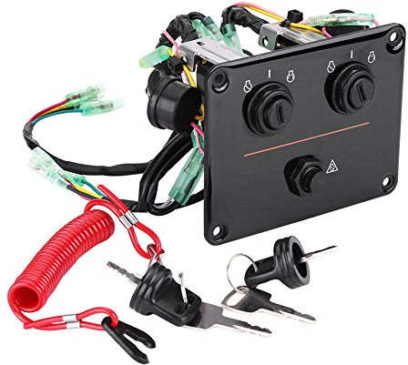 Keenso Doppelmotor Schlüsselschalter 12V Doppelschlüsselschalter-Baugruppe für eine Außenbordmotor Boots-/Yachtteile