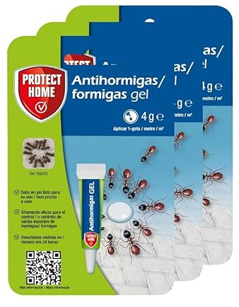 Protect Home Antihormigas cebo en gel contra hormigas para interiores, rápida acción y altamente atractivo, 4g (Pack de 3)