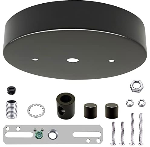 ECUDIS Chandelier Canopy Kit, 5 1/8 Ceiling Lighting Modern Steel Canopy Kit Light Fixture Cover Plate with Hardware for Pendant Lighting Fixtures (Black)