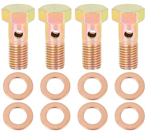 X AUTOHAUX Boulons Banjo Frein 4 Sets pour Auto Moto Scooter Métal | Pour Sportbike, Scooter, Taille 24.5x13mm, Filetage M8x1.0, Rondelles M8, Remplacement Facile, 4 Boulons & 8 Rondelles