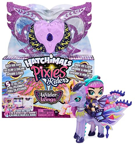 Hatchimals Pixies Riders Wilder Wings Sammelfigur mit Fabelwesen zum Reiten und viel Überraschungs-Zubehör (Sortiert)