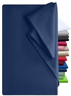 npluseins Bettlaken 180x275cm - Leintuch ohne Gummizug - Tuch ist ideal für Terrasse Reisen Camping und Tischtuch - Wohnmobil Laken - Betttuch ohne Gummizug - 100% Baumwolle, ca. 180 x 275 cm, Navy
