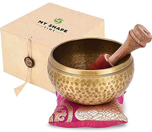 Riesiger Korb 1127 - Tibetische Klangschale - 10,2 cm Klangschalen-Set Klangschale Schlägel Meditation Klangschale Musikinstrument für Stressabbau und Meditation Musik