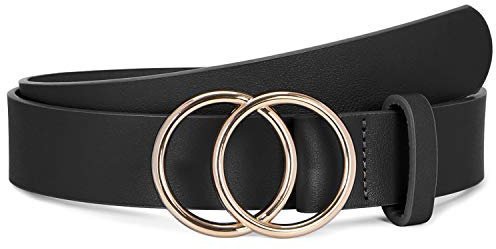 SUOSDEY Damen Ledergürtel für Jeans Taillengürtel Doppel O-Ring Schnalle
