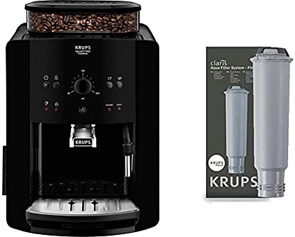 Krups EA8110 Arabica Quattro Force Kaffeevollautomat (1450 Watt, 1,8 Liter, Pumpendruck: 15 bar) schwarz & F 088 01 Wasserfilter f. alle Orchestro-Modelle Espresso-/Kaffeemaschinenzubehör