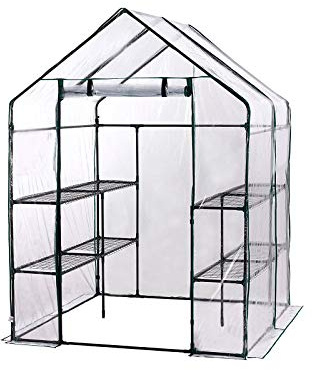 Greenhouse PVC/Steel Gardiun New Leaf 4 Shelves 143 x 143 x 195 cm Green with Zip Door