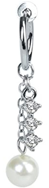 Beydodo 14g Faux Piercing Nombril sans Trou, Bijoux de Corps Femme Sexy Acier Chirurgical Pendentif Perle avec Zirconium
