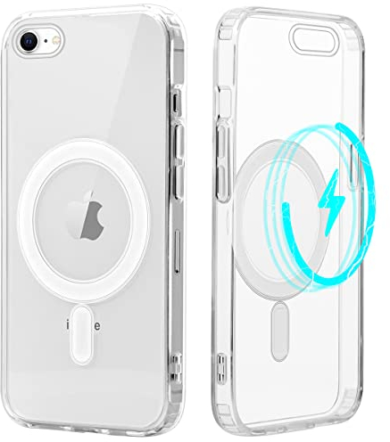 Yoedge Magnetic Case for iPhone SE 2022/SE 2020/8/7/4.7 Inch, Case Compatible with MagSafe, Transparent Ultra-Thin Soft TPU Silicone Anti-Shock, Transparent