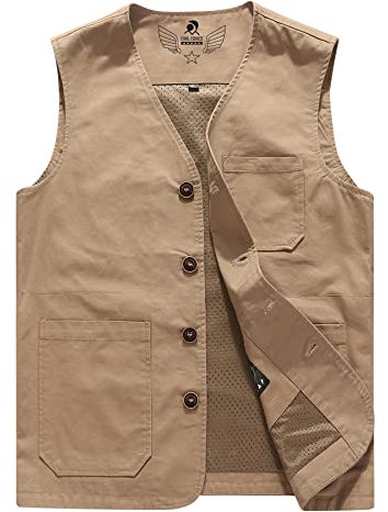 Oralidera Herren Outdoor Weste Ärmellose Jacke Hundesportweste Anglerweste Fotografie Freizeitweste Sommer Atmungsaktiv Funktionsweste Jagdweste, Khaki, M