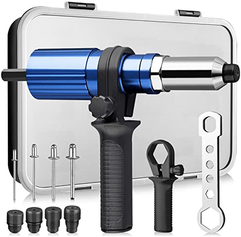 AUTOUTLET Adaptateur de Pistolet à Riveter sans Fil avec Clé pour Le Stockage des Buses avec Poignée 1 Étui Transparent en PVC 80 PCS Rivets 20 par Taille 2,4 3,2 4,0 4,8 mm