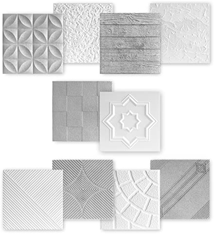 MARBET DESIGN Panneaux muraux 3D - Panneaux en polystyrène - Aspect béton - 50 x 50 cm - Revêtement mural - Isolation thermique (2 m² ED-9 gris/aspect béton) - Panneau mural acoustique - Décoration