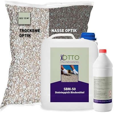 ST-EP Steinteppich Komplett-Set (Rosa Corallo) für ca. 10m² inkl. 2K Epoxidharz Bindemittel, natürlicher Steinboden, Marmorkies