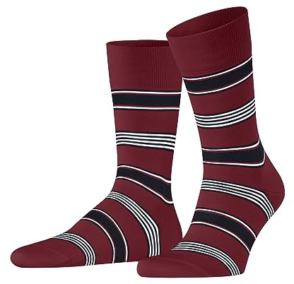 FALKE Marina Stripe M So coton fantaisie 1 paire, Chaussettes Homme, Rouge Scarlet 8228, 41-42