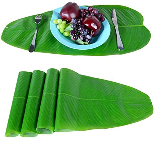 5pcs Grandes Feuilles De Bananier Artificielles, Feuilles Tropicales
