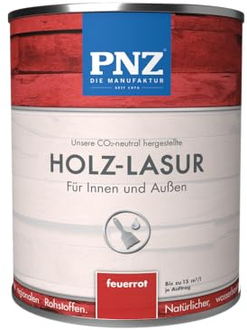 PNZ Holzlasur für Innen und Außen | lösemitttelfreie Farblasur | Nachhaltig hergestellt mit regionalen Rohstoffen | für alle Hölzer, auch Bienenhäuser, Gebinde:0.25L, Farbe:feuerrot