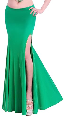 ROYAL SMEELA Damen Rock Bauchtanz Kostüm für Frauen Tanzkleid High Split Strand Sexy Party Bauchtanz Röcke, Grün , Einheitsgröße