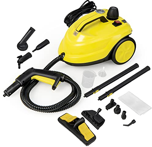 TANGZON 1500W/2000W Steam Cleaner, 1.5L/1.8L Tank Cleaning Household Steam Mop, Multi-Purpose Steam Clean Machine with 13/15/17/20 Accessories for Carpet, Floors and Windows (Yellow, 2000W, 1.8L)