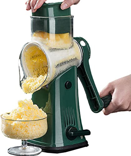 Macchina per il ghiaccio tritato a mano - Tritaghiaccio manuale piccolo per uso domestico Rompighiaccio, Affettatrice a rullo multifunzionale per verdure,Green