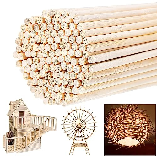 Round Wooden Sticks, 150pcs 300mm x 4mm Round Dowels for Art & Decor Projects