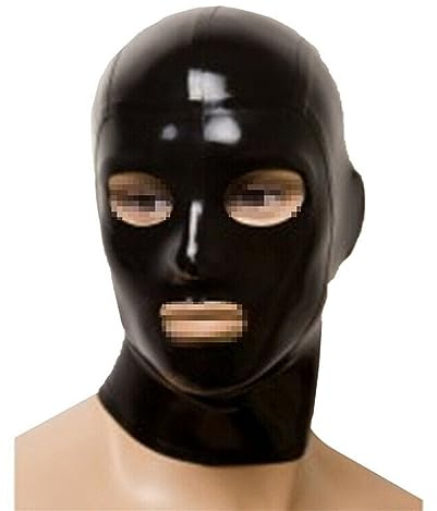 Latex Maske Herren Extrem Bondage Maske Sklave Fetisch Maske Sexmaske Handgefertigt Gummi Vollmaske Lassen Atemlöcher für Cosplay Halloween Maske SM Fetisch Kostüm Sexspielzeug,M,Black