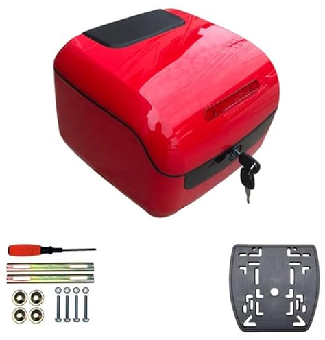 WInara Motorcycle Tour Tail Box Trunk Universal Motorcycle Scooter Top Box Tail Trunk Luggage Box, Storage Carrier Plastic Case for Motorbike Moped Back Rear Case (Color : Red)