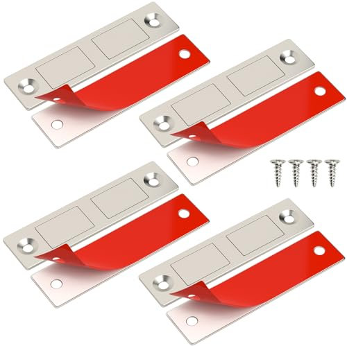 Jiayi Door Magnets, 4 Pack Ultra Thin Magnetic Catch for Cabinet Door Self Adhesive, Cupboard Magnets Door Closure for Wardrobe Double Magnets Latch for Furniture Closet Drawer Door Closing
