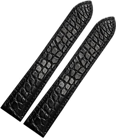 FNDWJ Uhrenarmband aus Krokodilleder, für Cartier-Uhrenarmband, 20 mm, Leder-Tankschlüssel, London, Calibo Uhrenkette für Damen, 20 mm (Farbe: Schwarz, keine Schnalle, Größe: 19 mm), 19 mm, Achat