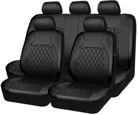 5 Sitze Alles Inklusive Auto Sitzbezüge Sets für BMW X1 X3 X4 X5 X6 1/3/4/5/6/7 F25 F10 E83 E84 E70 E87 E90 E92 320I F11 F20 F15 F16 F30, 9 Stück Auto Leder Sitzbezüge,Black