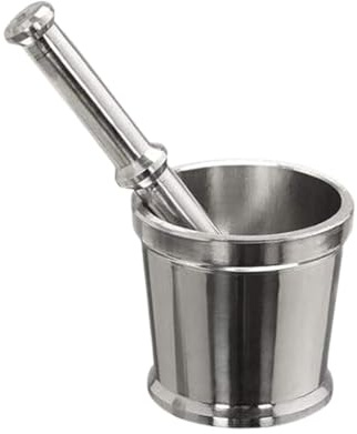 Stainless Steel Khalbatta Size No. 3, Spice Mixer, Mortal & Pastel Set Size No 3 -Silver (2 Pcs)