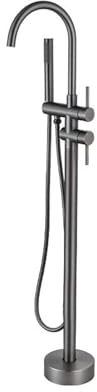 BiaoTeng Standarmatur Freistehende Badewanne grau Einhebelmischer 360° Drehung Mit 1, 5 m Brauseschlauch Badewannenarmatur FüR Freistehende Badewanne, grau