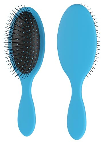 Hair Brush for All Hair Types, Flexible Soft Pin Bristle Hair Brushes, Anti-Knotting & Static For Women Men Children Wet & Dry Hair (Blue)