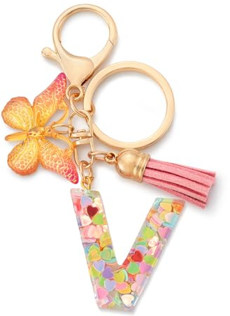CHUQING Buchstabe Schlüsselanhänger Mädchen mit Schmetterling | Schmetterling Buchstaben Schlüsselanhänger mit Anfangsbuchstabe für Frauen und Damen, glitzerndes Accessoire und Geschenk.