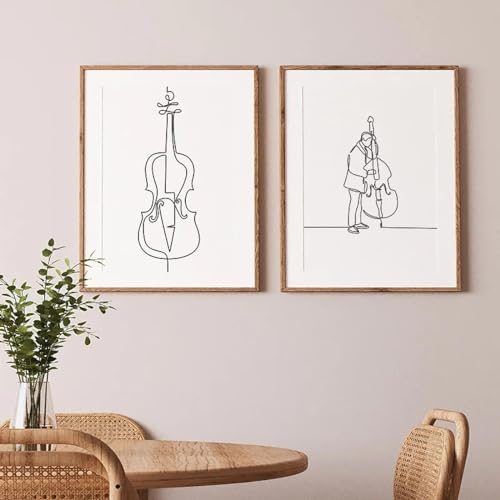 KemneT Minimalistische Musiklinie Wand Bilder Bilder Trompete Marimba Klavier Leinwandgemälde nordische Poster Kunstdrucke Bild Wohnzimmer Heimdekoration 40 x 60 cm x 2 ungerahmt