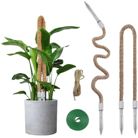 Koonafy Monstera Rankhilfe für Pflanzen, Moss Pole Pflanzstab Kokos 120 cm, Biegsame Moosstab für Monstera mit Drehbändern Stab für Kletterpflanzen Natürlicher Pflanzenstütze (120cm)