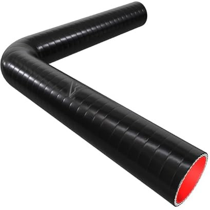 51mm (2) ID Black Fluorolined Silicone 90 Degree Long Fuel & Oil Elbow Hose - 300mm Each Leg (600mm Total Length)