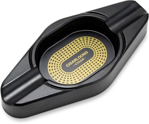 CIGARLOONG Cendrier à cigares avec 2 fentes Cendrier de voyage en résine en forme de bateau Cendrier à cigarettes portable pour la maison, le bureau, l'extérieur Accessoires pour cigares (Noir)