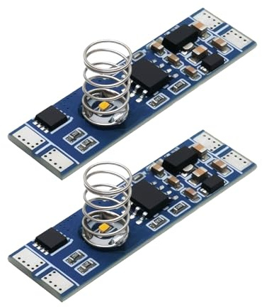 ECSiNG 2 tiras de luz LED de aluminio de 12-24 V 4 A que enciende gradualmente el módulo de interruptor de detección táctil de atenuación de 36 x 10 mm, resorte de tubo recto para perfiles de aluminio