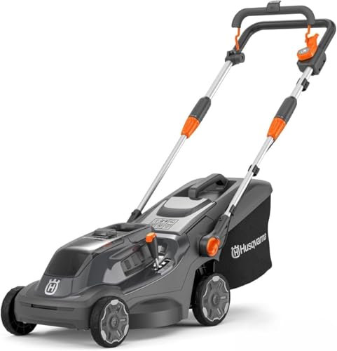 Husqvarna cordless lawn mower Aspire LC34-P4A for lawns up to 500 m², electric lawn mower, 30 l catcher, 34 cm cutting width, compact and foldable (incl. 18V battery and charger)