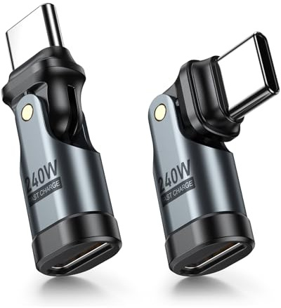 TUNKIA 240W USB C to USB C Adapter, 180° Type C Adaptor, USBC Winkel Adapter 90 Grad Winkelstecker, Data Transfer, Typ-C Winkel Adaptor für MaBook Pro/Laptop/Smartphone