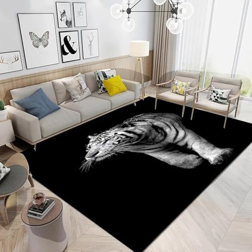 Bettvorleger 3D-Illusionsteppich Kleiner Teppich Wildtier-Tiger Teppich,Schlafzimmerteppich,Jungenteppiche Für Schlafzimmer,Wohnzimmerteppich 180 X 280 cm - Leicht Zu Reinigen-7064232667