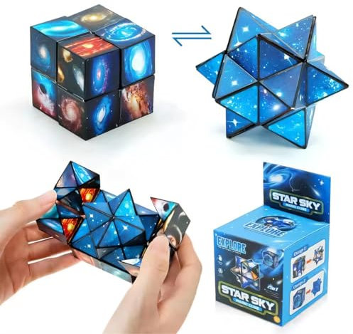 2 in 1 Sternenklarer Himmel Zauberwürfel Infinity-Würfel Transformierende-Würfel Spielzeug zum Stressabbau, Geschenke für 6-12 Jährige Jungen Mädchen Infinity Cube Zauberwurfel Spiele