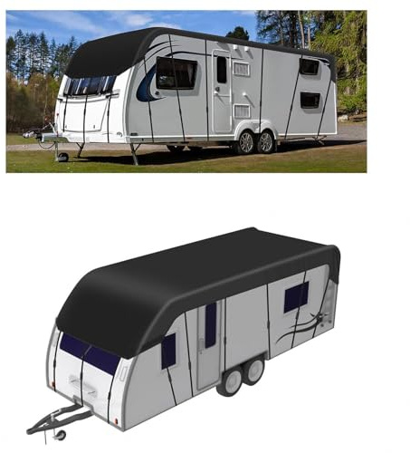 LFLIFENG Copertura Camper Tessuto Oxford 210D Copertura Camper A Prova di Vento, Pioggia E Neve Copertura Camper Telo per Tendalino Camper,Black-11m×3m