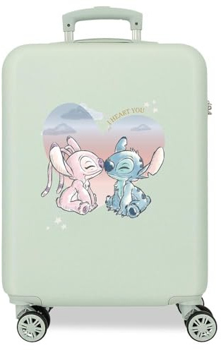 Joumma Disney Adorable Stitch Valigia da Cabina Verde 38 x 55 x 20 cm Rigido 2 kg Chiusura a combinazione laterale ABS 2 kg 35 L Bagaglio a mano, Verde, Taglia unica, Valigia cabina
