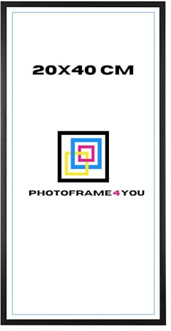 Photoframe4you - Cornice 20x40 cm - Nero Opaco - Cornice per foto in plastica con vetro acrilico - Cornice 40x20 cm - Nancy