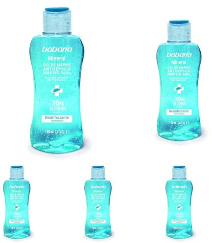 BABARIA - Gel Hidroalcoholico Manos Natural - 50ml | Bote Pequeño desinfectante manos liquido | Sin Perfume | Rapida Absorccion | Hidratente | Gel Desinfectante, Con Algodón Y Rosa Mosqueta | Vegano