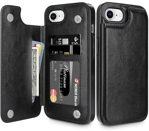 Coolden for iPhone 16e Case iPhone 17e Case Wallet with Card Holder Black | Shockproof Flip Soft PU Leather Magnetic Closure Heavy Duty Protective, Card Slot Wallet Cover for iPhone 16e/17e Phone Case