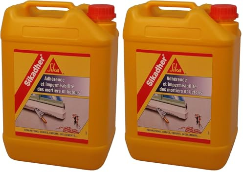 SIKA - Additif d'adhérence et d'imperméabilité pour mortiers et bétons - Sikadher Blanc - Limite les risques de fissuration et augmente les résistances mécaniques - Améliore la dureté de surface - 5L
